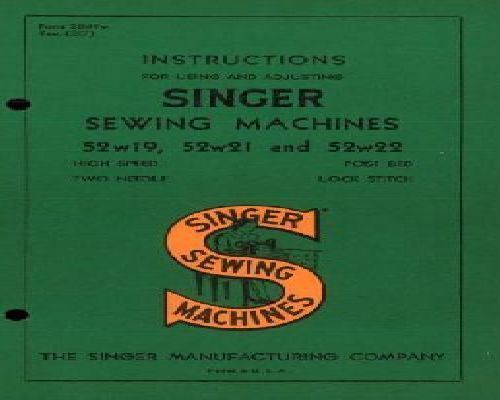 Singer 52w19 52w21 & 52w22 Industrial Lock Stitch Sewing Machine ...