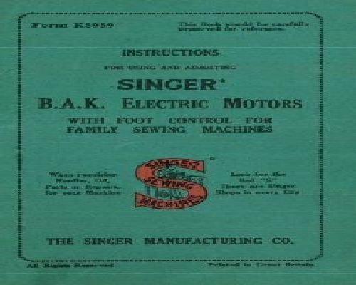 SINGER BAK MOTORS manual