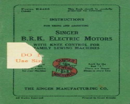 SINGER BRK MOTORS manual