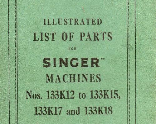 Singer 133K12 to 133K15 & 133K17 & 133K18 manual